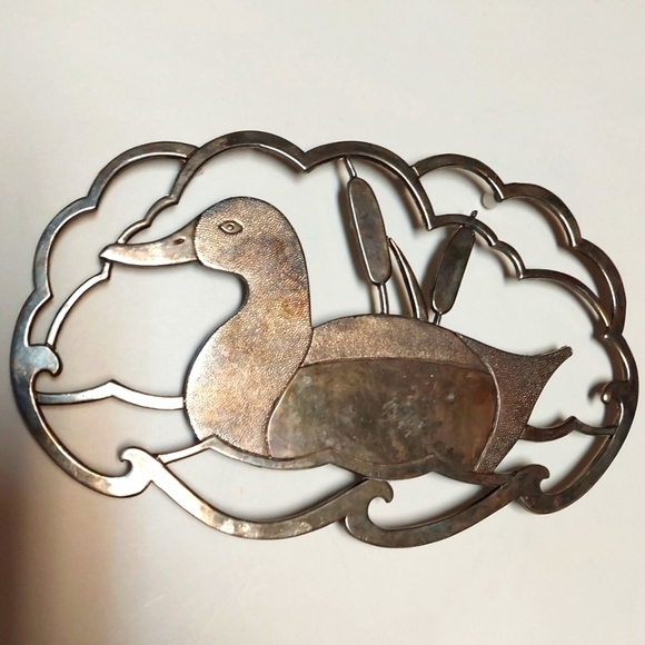 Vintage* 50s Elegance Silver-plated Duck Trivet - Picture 1 of 6